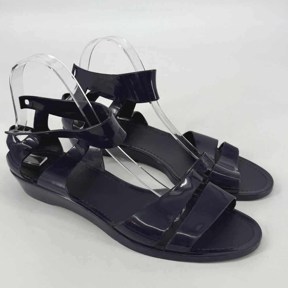 See By Chloe Navy Blue Jelly Wedge Sandals Made in Italy Size 40 Womens